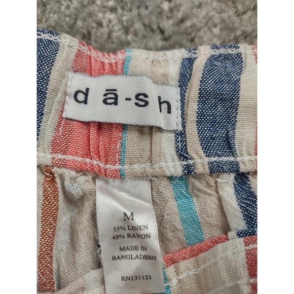 Dash Linen Blend Pants Womens Medium Stripe Drawstring Boho Cozycore Beach - Picture 2 of 11